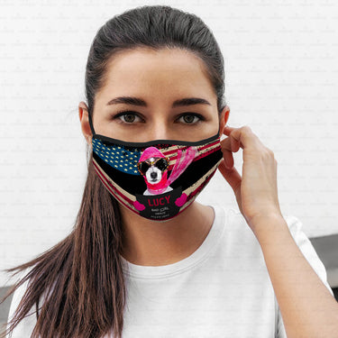 Personalized Dog Gift Idea - Bad Dog Girl With Pink Scarf And Glassess For Dog Lovers - Cloth Mask